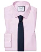  Super Slim Fit Non-iron Dash Weave Pink Cotton Dress Shirt French Cuff Size 14.5/32 By Charles Tyrwhitt