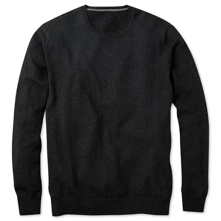 Charles Tyrwhitt Charles Tyrwhitt Charcoal Cotton Cashmere Crew Neck Sweater (l)