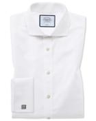  Extra Slim Fit White Non-iron Poplin Spread Collar Cotton Dress Shirt French Cuff Size 14.5/32 By Charles Tyrwhitt