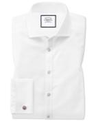 Charles Tyrwhitt Super Slim Fit Spread Collar Non-iron Twill White Cotton Dress Shirt Single Cuff Size 14.5/33 By Charles Tyrwhitt