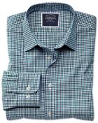  Classic Fit Non-iron Green And Blue Gingham Oxford Cotton Casual Shirt Single Cuff Size Xxl By Charles Tyrwhitt