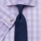 Charles Tyrwhitt Charles Tyrwhitt Classic Fit Semi-spread Collar Prince Of Wales Check Lilac Cotton Dress Shirt Size 15/34