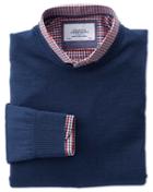 Charles Tyrwhitt Charles Tyrwhitt Mid Blue Merino Wool Crew Neck Jumper