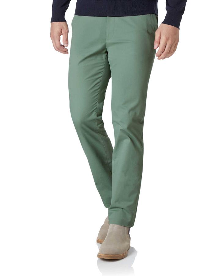  Light Green Extra Slim Fit Stretch Cotton Chino Pants Size W30 L30 By Charles Tyrwhitt