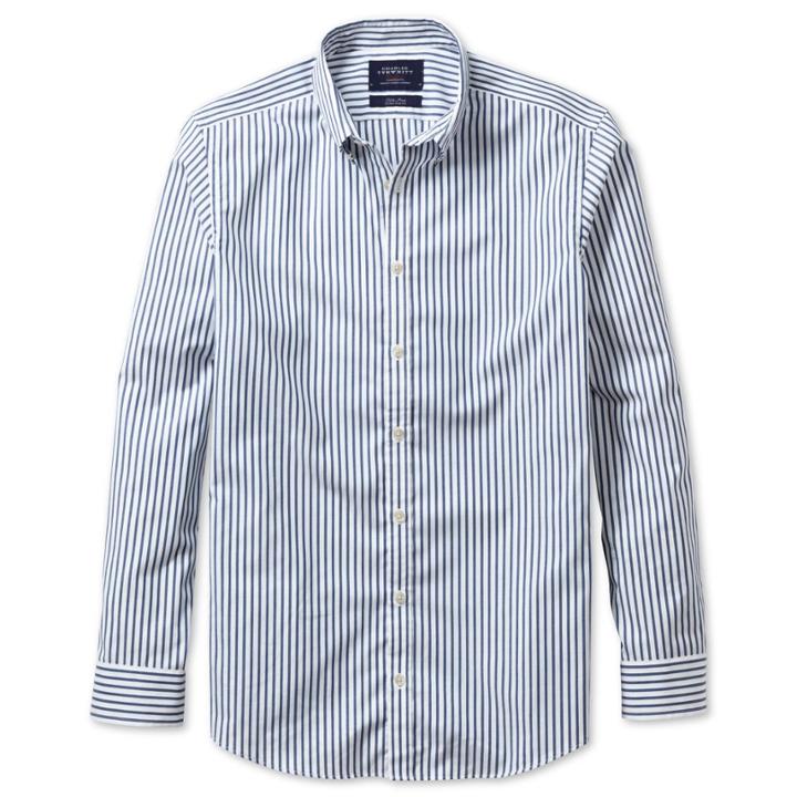 Charles Tyrwhitt Charles Tyrwhitt Blue Stripe Non-iron Extra Slim Fit Shirt (l)