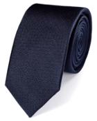 Charles Tyrwhitt Charles Tyrwhitt Slim Navy Silk Textured Plain Classic Tie