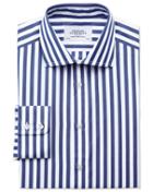 Charles Tyrwhitt Charles Tyrwhitt Classic Fit Semi-spread Collar Egyptian Cotton Stripe Navy Dress Shirt Size 15/33