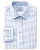 Charles Tyrwhitt Charles Tyrwhitt Classic Fit Non-iron Windowpane Check Sky Blue Cotton Dress Shirt Size 15/34