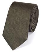Charles Tyrwhitt Slim Olive Silk Textured Plain Classic Tie By Charles Tyrwhitt