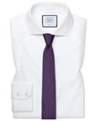  Extra Slim Fit Cutaway Collar Non-iron Buckingham Weave White Cotton Dress Shirt Single Cuff Size 14.5/32 By Charles Tyrwhitt