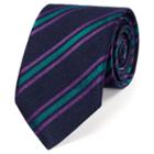 Charles Tyrwhitt Charles Tyrwhitt Luxury Navy And Green Pop Colored Wool Stripe Tie