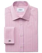 Charles Tyrwhitt Charles Tyrwhitt Classic Fit Egyptian Cotton Textured Stripe Pink Dress Shirt Size 15/34