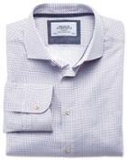 Charles Tyrwhitt Classic Fit Semi-spread Collar Business Casual Blue And Red Spot Print Egyptian Cotton Dress Shirt Single Cuff Size 16.5/34 By Charles Tyrwhitt