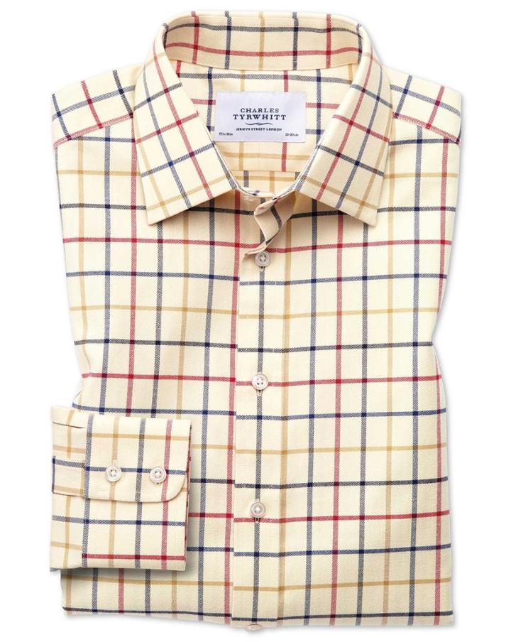 Charles Tyrwhitt Classic Fit Country Check Red And Blue Cotton Dress Shirt Single Cuff Size 16/33 By Charles Tyrwhitt