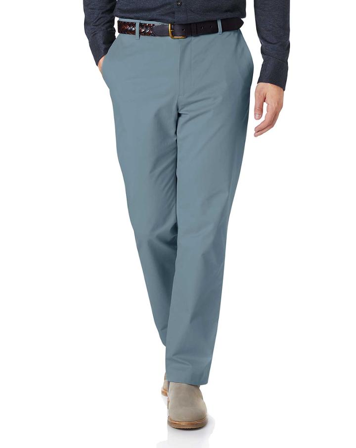  Sky Blue Classic Fit Stretch Cotton Chino Pants Size W32 L32 By Charles Tyrwhitt