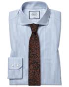  Extra Slim Fit Cutaway Collar Non-iron Soft Twill Sky Blue Stripe Cotton Dress Shirt Single Cuff Size 14.5/33 By Charles Tyrwhitt