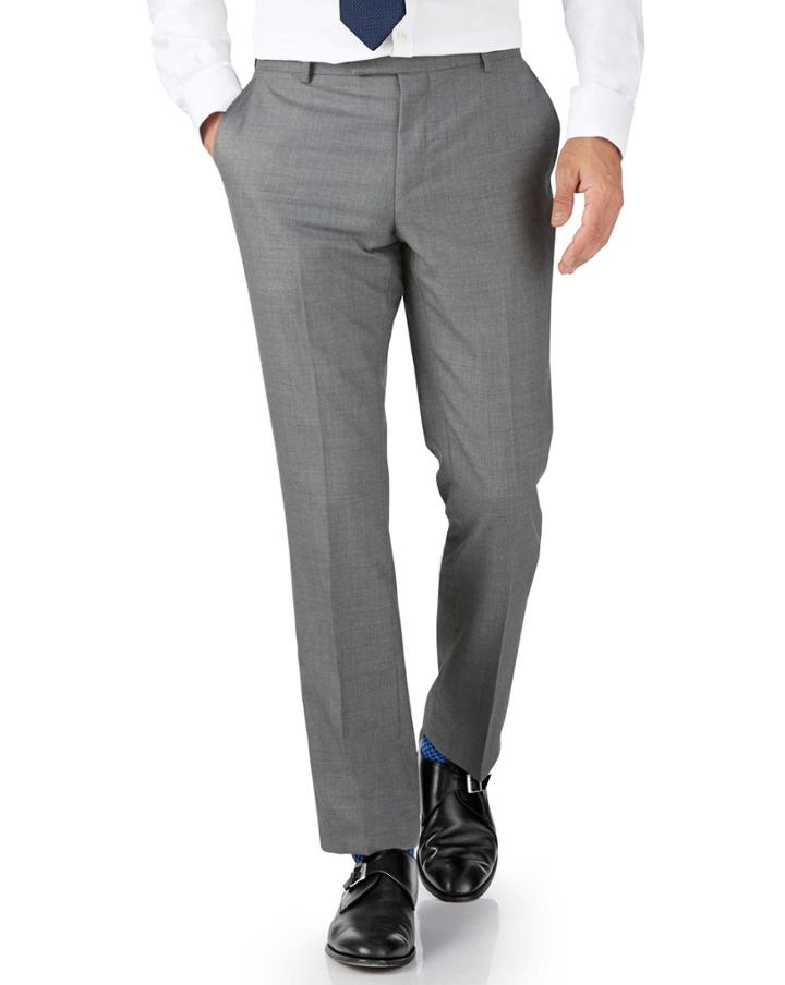 Charles Tyrwhitt Silver Slim Fit British Panama Luxury Suit Wool Pants Size W38 L38 By Charles Tyrwhitt