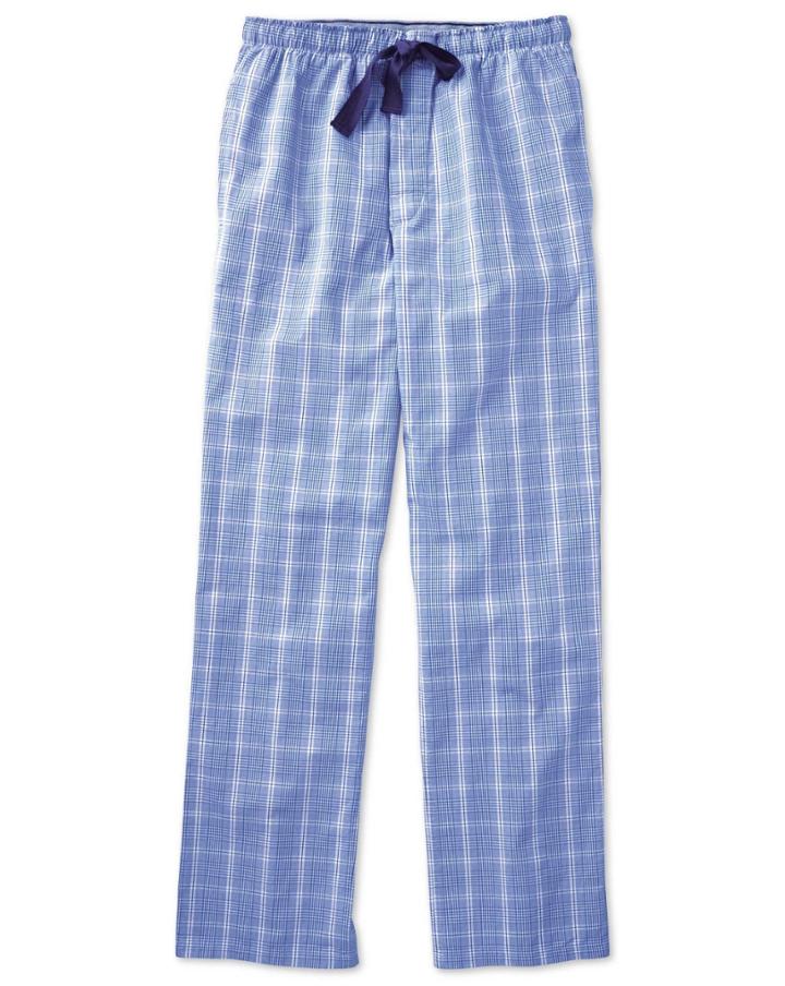 Charles Tyrwhitt Royal Blue Prince Of Wales Cotton Pyjama Pants Size Large By Charles Tyrwhitt