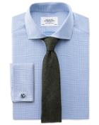  Slim Fit Spread Collar Egyptian Cotton Textured Blue Dress Shirt French Cuff Size 17/35 By Charles Tyrwhitt