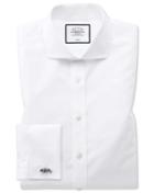  Slim Fit Spread Collar Non-iron Poplin White Cotton Dress Shirt Single Cuff Size 15/33 By Charles Tyrwhitt