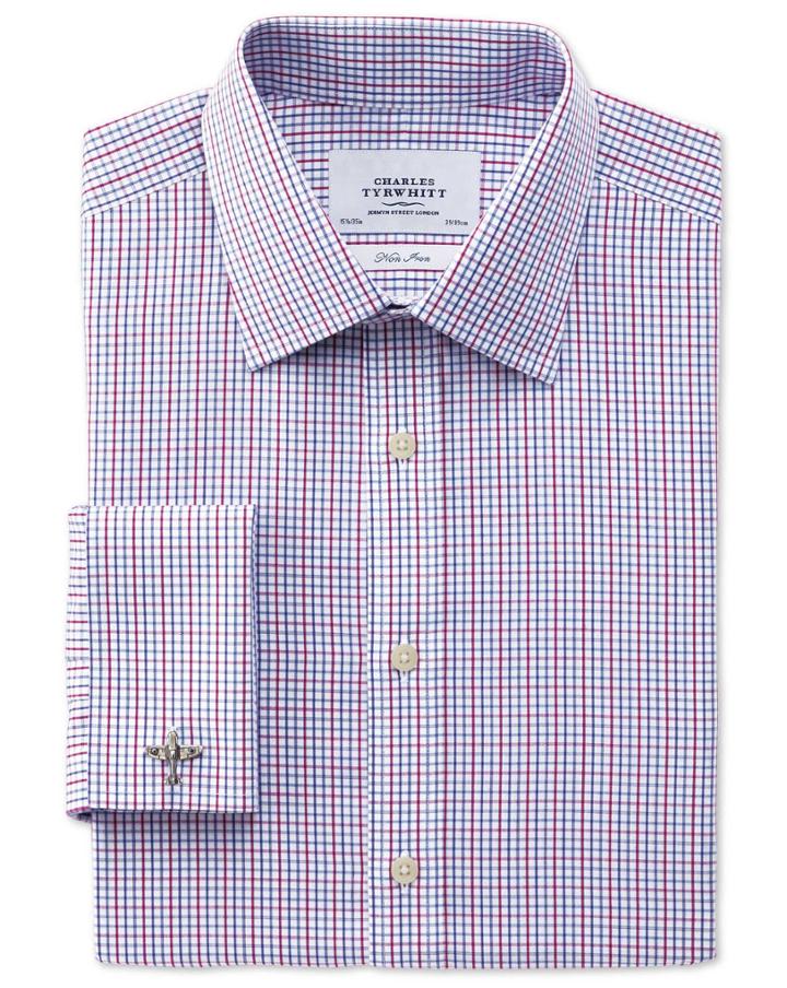 Charles Tyrwhitt Charles Tyrwhitt Extra Slim Fit Non-iron Multi Grid Check Cotton Dress Shirt Size 14.5/32