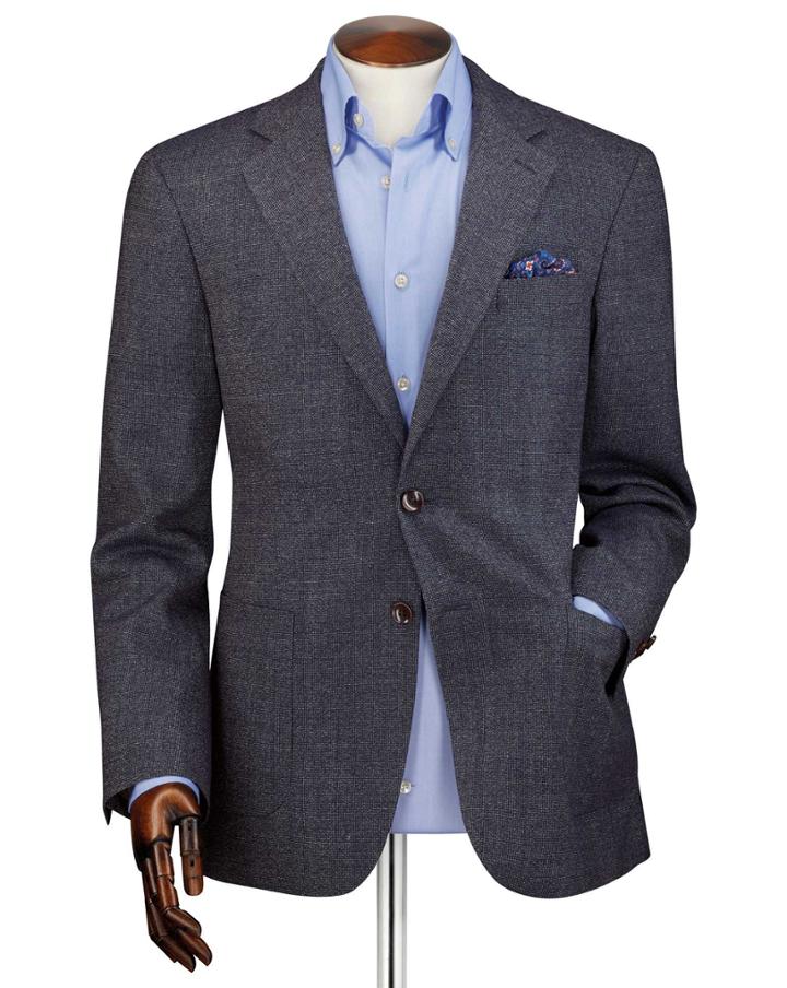  Classic Fit Navy Wool Flannel Wool Jacket Size 42 By Charles Tyrwhitt