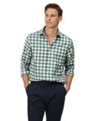  Classic Fit Green And White Check Soft Wash Non-iron Stretch Oxford Cotton Casual Shirt Single Cuff Size Medium By Charles Tyrwhitt