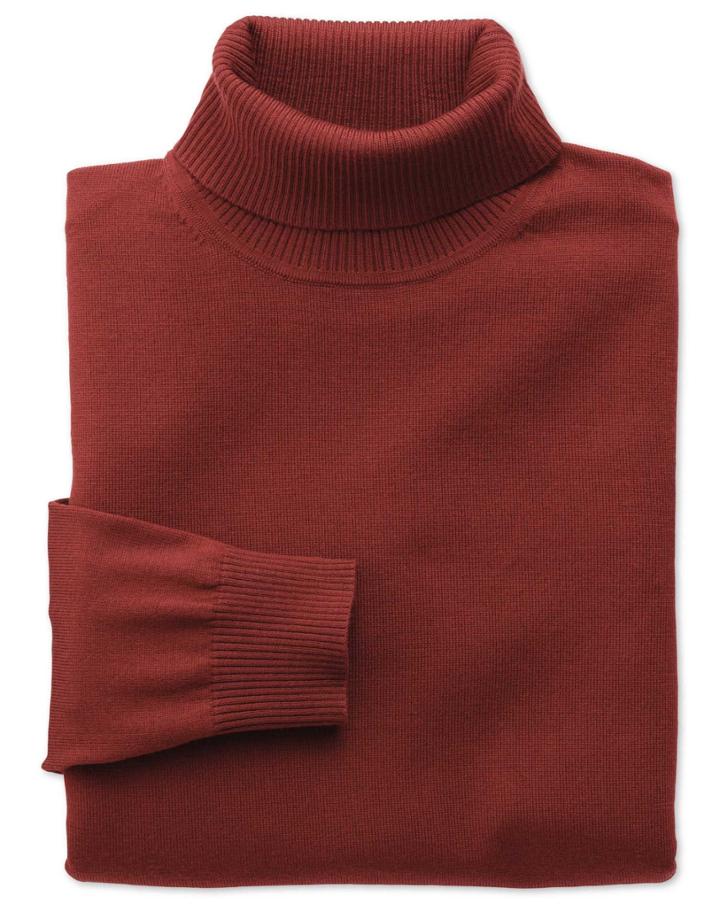 Charles Tyrwhitt Charles Tyrwhitt Copper Merino Wool Roll Neck Sweater Size Medium