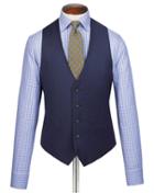  Blue Adjustable Fit Twill Stripe Business Suit Wool Vest Size W36 By Charles Tyrwhitt