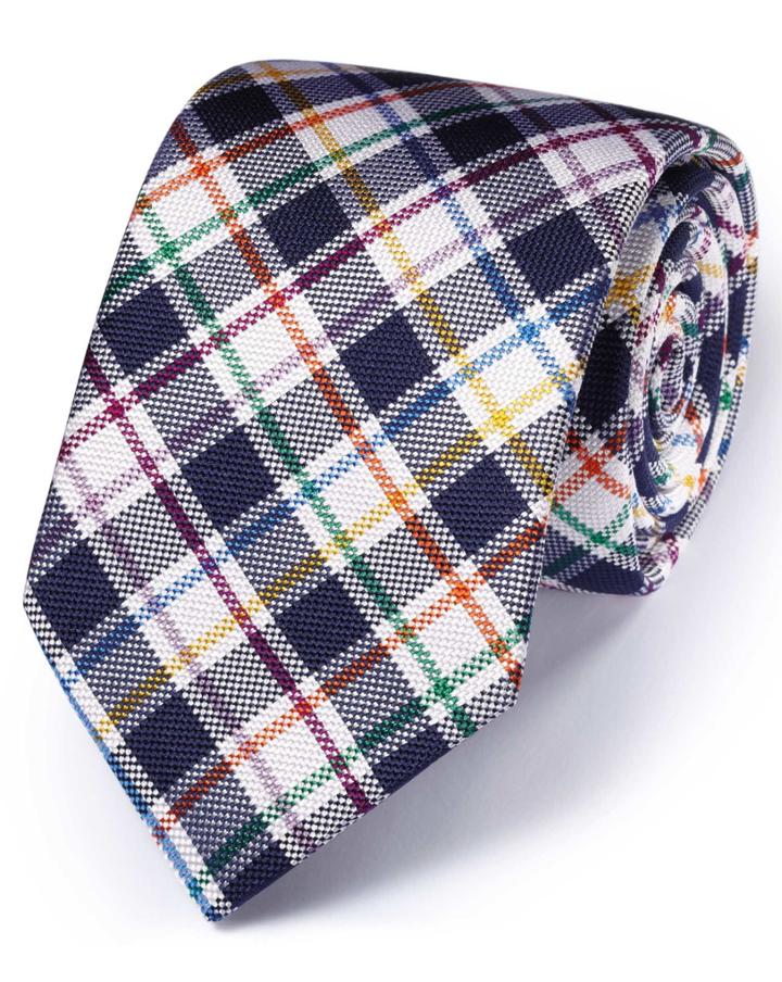 Charles Tyrwhitt Charles Tyrwhitt Navy Silk English Luxury Checkered Tie