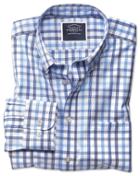  Classic Fit Non-iron White And Blue Large Check Cotton Casual Shirt Single Cuff By Charles Tyrwhitt