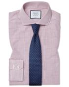  Slim Fit Non-iron Spread Collar Tyrwhitt Cool Poplin Check Berry Cotton Dress Shirt Single Cuff Size 14.5/32 By Charles Tyrwhitt