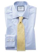  Slim Fit Egyptian Cotton Poplin Sky Blue Stripe Dress Shirt Single Cuff Size 14.5/33 By Charles Tyrwhitt