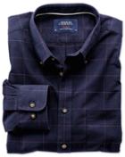 Charles Tyrwhitt Charles Tyrwhitt Classic Fit Navy And Pink Check Tweed Look Cotton Dress Shirt Size Medium