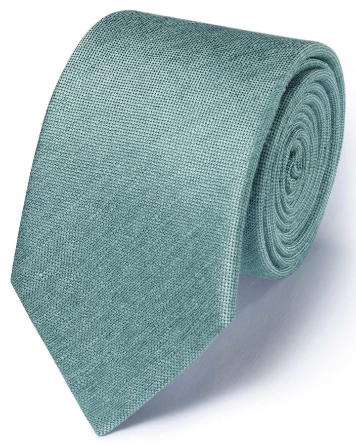 Charles Tyrwhitt Charles Tyrwhitt Light Green Silk Mix Classic Plain Tie