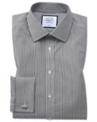  Slim Fit Non-iron Black Bengal Stripe Cotton Dress Shirt Single Cuff Size 14.5/32 By Charles Tyrwhitt