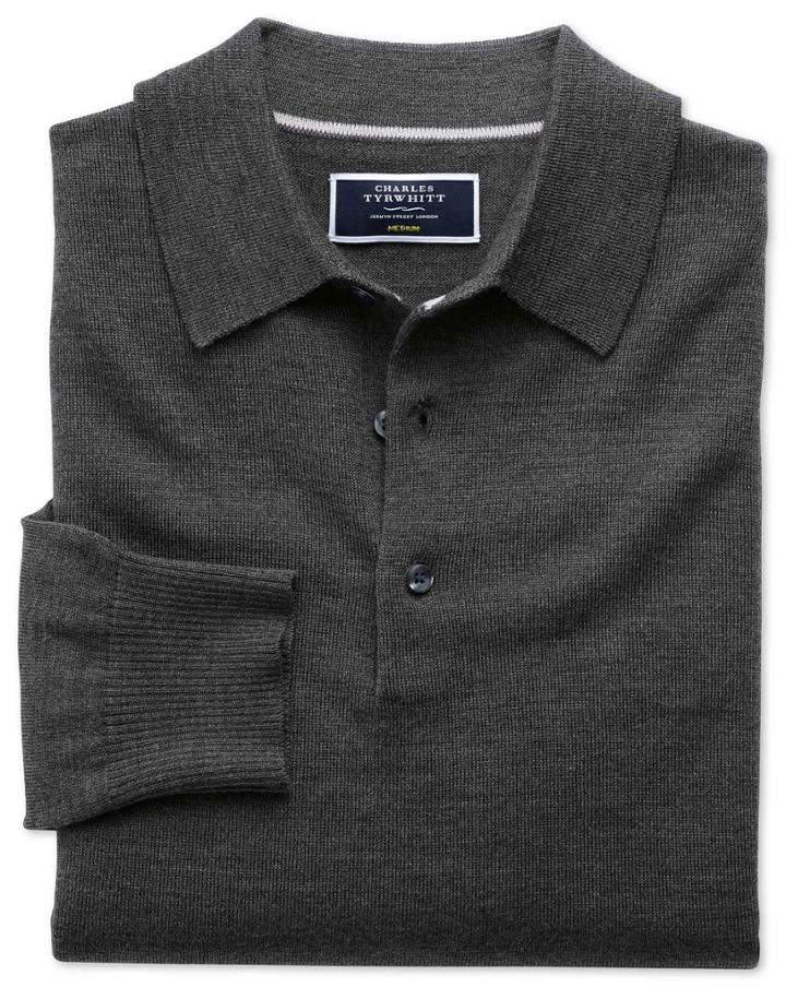 Charles Tyrwhitt Charcoal Merino Wool Polo Neck Sweater Size Large By Charles Tyrwhitt