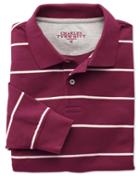 Charles Tyrwhitt Charles Tyrwhitt Wine And White Stripe Pique Long Sleeve Cotton Polo Size Xl