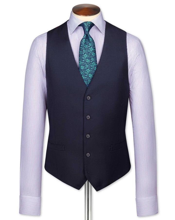 Charles Tyrwhitt Charles Tyrwhitt Ink Birdseye Travel Suit Waistcoat