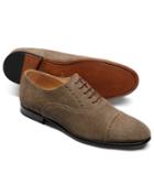  Taupe Suede Oxford Brogue Shoe Size 11.5 By Charles Tyrwhitt