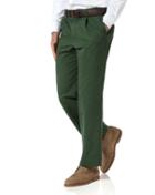  Green Classic Fit Single Pleat Washed Cotton Chino Pants Size W32 L32 By Charles Tyrwhitt