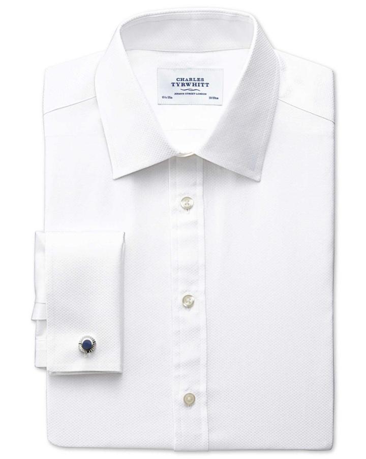 Charles Tyrwhitt Classic Fit Pima Cotton Double-faced White Dress Shirt French Cuff Size 16/38 By Charles Tyrwhitt