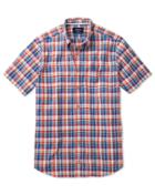 Charles Tyrwhitt Classic Fit Short Sleeve Orange And Blue Check Cotton Casual Shirt Single Cuff Size Large By Charles Tyrwhitt