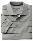 Charles Tyrwhitt Grey And Charcoal Stripe Pique Cotton Polo Size Medium By Charles Tyrwhitt
