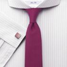 Charles Tyrwhitt Charles Tyrwhitt Slim Fit Extreme Spread Collar End-on-end Stripe Taupe Cotton Dress Shirt Size 17/35