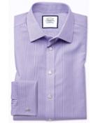 Charles Tyrwhitt Classic Fit Non-iron Bengal Stripe Lilac Cotton Dress Shirt Single Cuff Size 16.5/34 By Charles Tyrwhitt