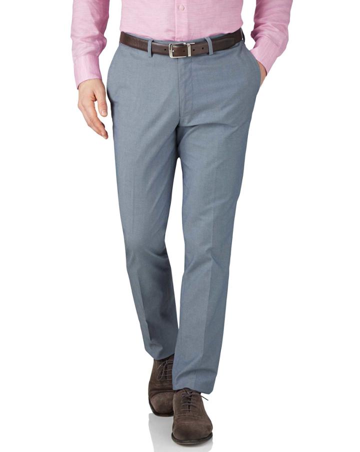 Charles Tyrwhitt Charles Tyrwhitt Blue Chambray Extra Slim Fit Stretch Cavalry Twill Pants Size W30 L32
