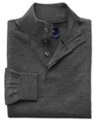 Charles Tyrwhitt Charcoal Merino Wool Button Neck Sweater Size Large By Charles Tyrwhitt