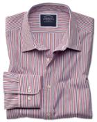  Slim Fit Blue And Red Stripe Soft Washed Cotton Casual Shirt Single Cuff Size Medium By Charles Tyrwhitt