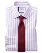 Charles Tyrwhitt Classic Fit Non-iron Jermyn Street Stripes Purple Cotton Dress Shirt Single Cuff Size 15.5/33 By Charles Tyrwhitt